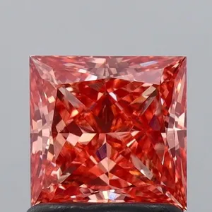 1.05ct PRINCESS Fancy Vivid Orangey Pink VS1 Coloured Lab diamond