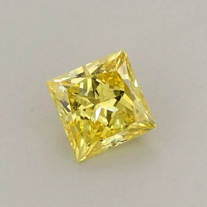 0.40ct PRINCESS Fancy Vivid Yellow VS1 Coloured Lab diamond