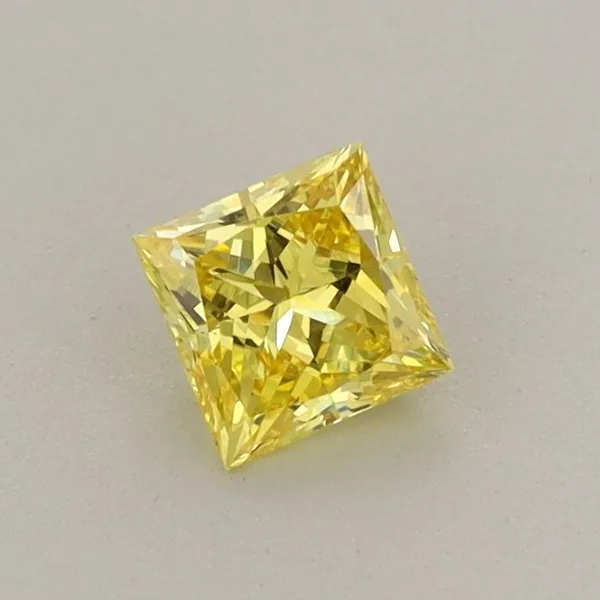 0.4ct PRINCESS Fancy Vivid Yellow VS1 Coloured Lab diamond