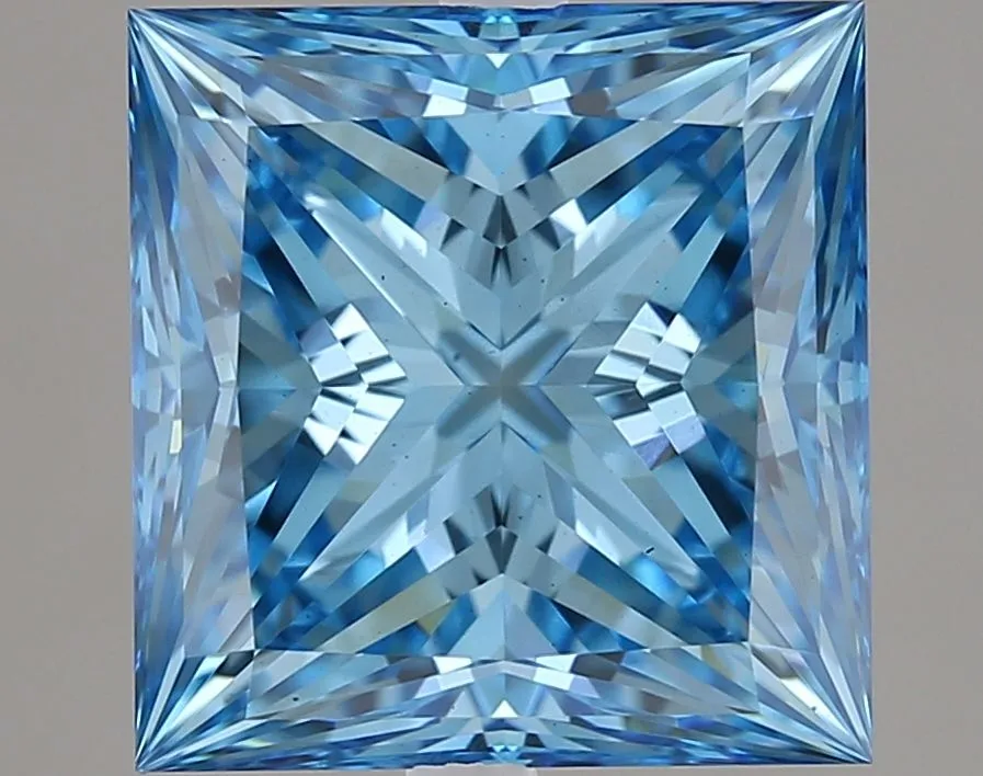 3.32ct PRINCESS Fancy Vivid Blue VS2 Coloured Lab diamond