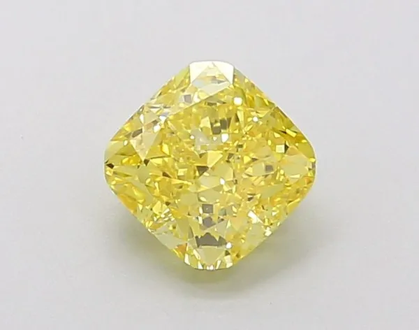 1.09ct CUSHION Fancy Vivid Yellow VVS2 Coloured Lab diamond