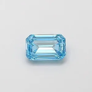 0.3ct EMERALD Fancy Vivid Blue VS2 Coloured Lab diamond