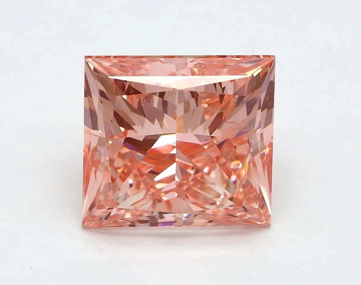 3.14ct PRINCESS Fancy Vivid Pink SI1 Coloured Lab diamond