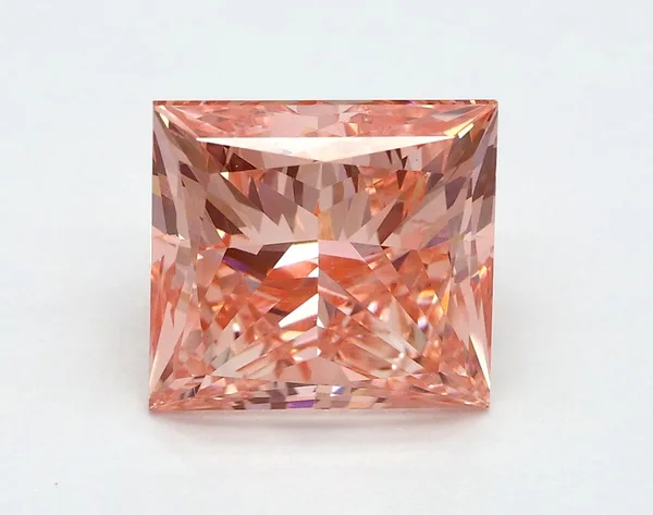 3.14ct PRINCESS Fancy Vivid Pink SI1 Coloured Lab diamond