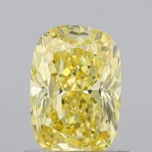 0.82ct CUSHION Fancy Intense Yellow VS1 Coloured Lab diamond