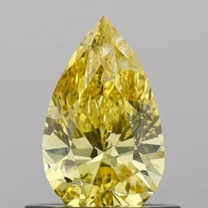 0.62ct PEAR Fancy Vivid Yellow SI2 Coloured Lab diamond