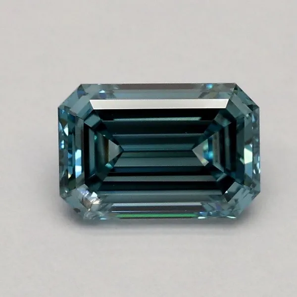 0.73ct EMERALD Fancy Vivid Greenish Blue SI2 Coloured Lab diamond