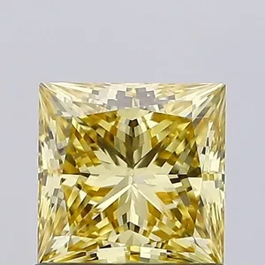 0.83ct PRINCESS Fancy Intense Yellow VS1 Coloured Lab diamond