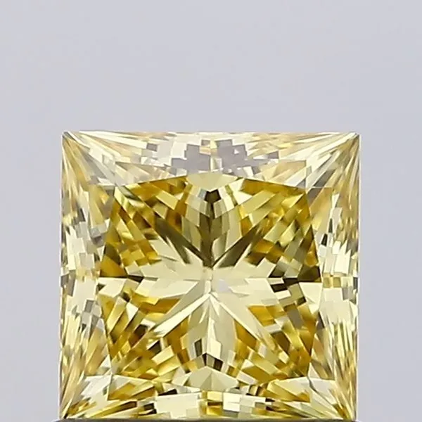 0.83ct PRINCESS Fancy Intense Yellow VS1 Coloured Lab diamond