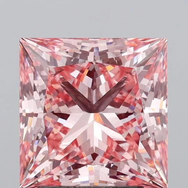 3.55ct PRINCESS Fancy Vivid Pink VS2 Coloured Lab diamond
