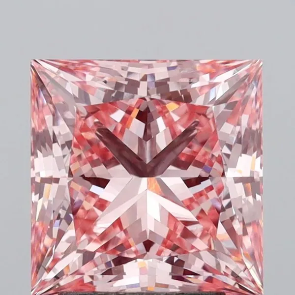 3.55ct PRINCESS Fancy Vivid Pink VS2 Coloured Lab diamond