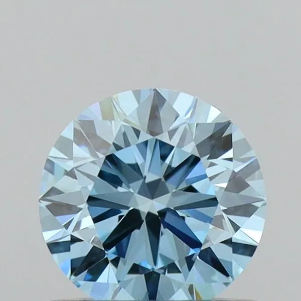 0.58ct ROUND Fancy Vivid Blue VVS2 Coloured Lab diamond