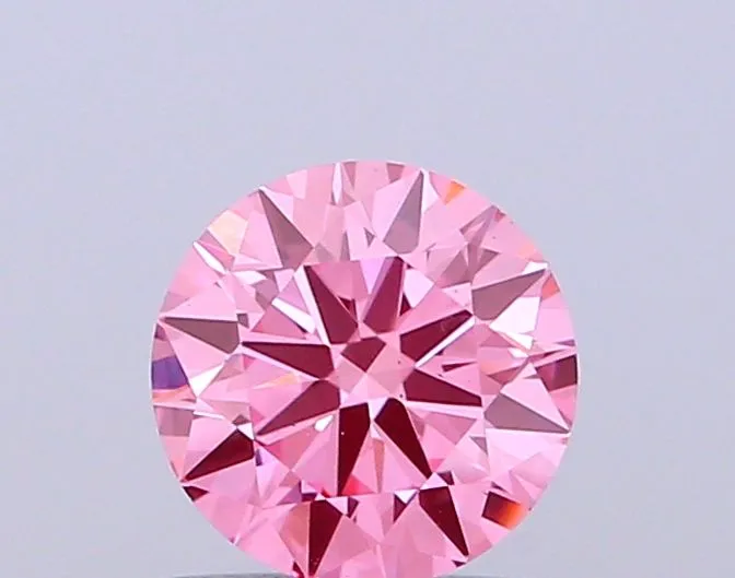 0.93ct ROUND Fancy Vivid Pink VS2 Coloured Lab diamond