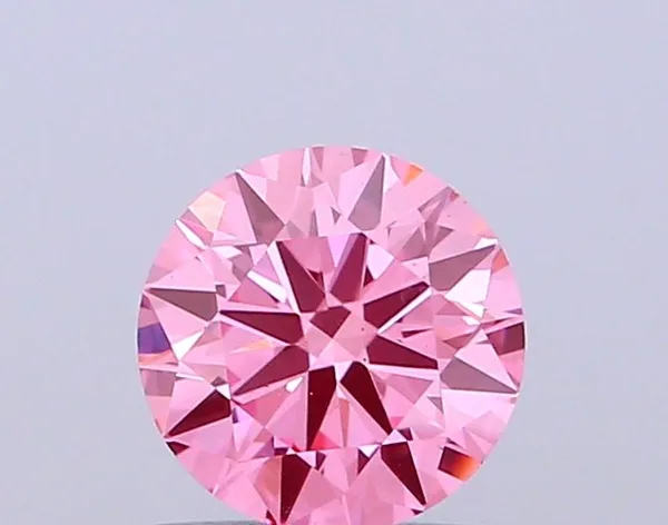 0.93ct ROUND Fancy Vivid Pink VS2 Coloured Lab diamond