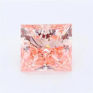 1.72ct PRINCESS Fancy Vivid Pink VVS2 Coloured Lab diamond