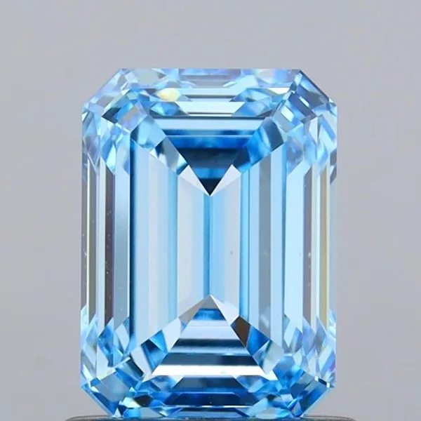 1.12ct EMERALD Fancy Vivid Blue VVS2 Coloured Lab diamond