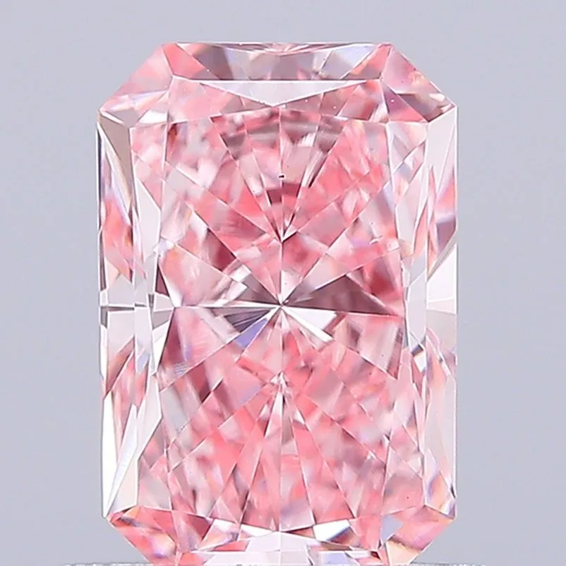 0.89ct RADIANT Fancy Vivid Pink VS1 Coloured Lab diamond