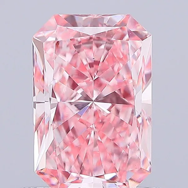 0.89ct RADIANT Fancy Vivid Pink VS1 Coloured Lab diamond