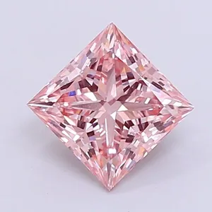 1.55ct PRINCESS Fancy Vivid Pink VS1 Coloured Lab diamond