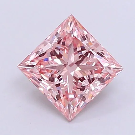 1.55ct PRINCESS Fancy Vivid Pink VS1 Coloured Lab diamond