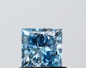 0.76ct PRINCESS Fancy Vivid Blue VS1 Coloured Lab diamond