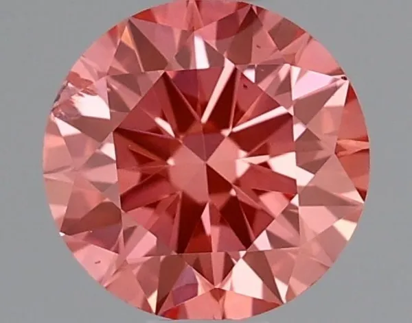 0.59ct ROUND Fancy Vivid Pink SI2 Coloured Lab diamond