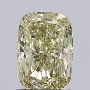 1.08ct CUSHION Fancy Light Yellow VS2 Coloured Lab diamond