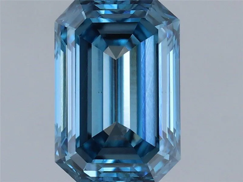 0.64ct EMERALD Fancy Vivid Blue VS1 Coloured Lab diamond
