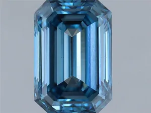 0.64ct EMERALD Fancy Vivid Blue VS1 Coloured Lab diamond
