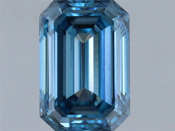 0.64ct EMERALD Fancy Vivid Blue VS1 Coloured Lab diamond