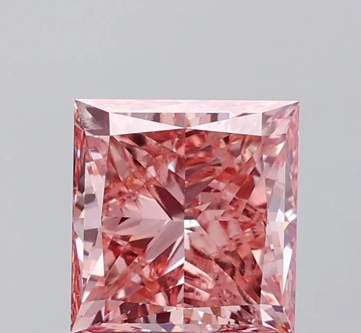 3.01ct PRINCESS Fancy Intense Brownish Pink SI2 Coloured Lab diamond