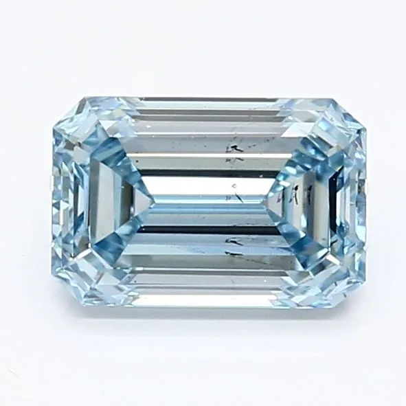 1.12ct EMERALD Fancy Intense Blue SI1 Coloured Lab diamond