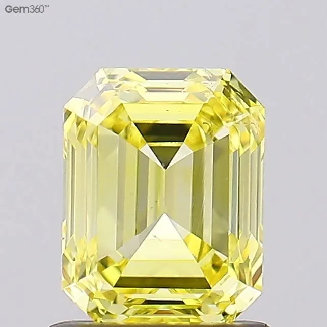 1.03ct EMERALD Fancy Intense Yellow VS2 Coloured Lab diamond