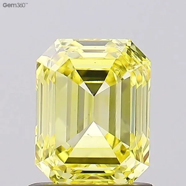 1.03ct EMERALD Fancy Intense Yellow VS2 Coloured Lab diamond
