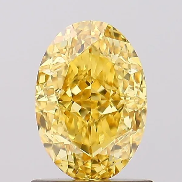 1.15ct OVAL Fancy Vivid Yellow VVS2 Coloured Lab diamond