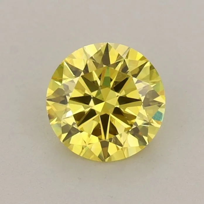 0.67ct ROUND Fancy Vivid Yellow VS1 Coloured Lab diamond