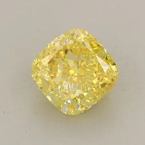 0.79ct CUSHION Fancy Vivid Yellow VVS2 Coloured Lab diamond