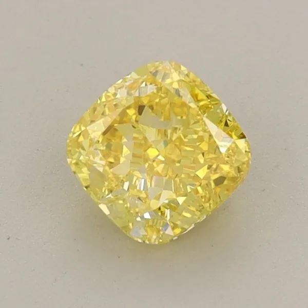 0.79ct CUSHION Fancy Vivid Yellow VVS2 Coloured Lab diamond
