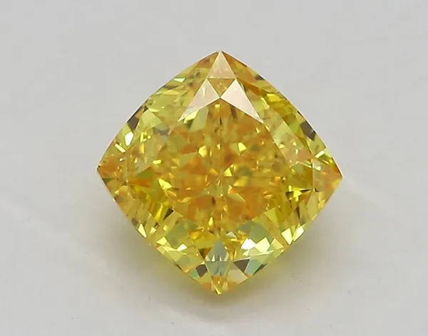 1.38ct CUSHION Fancy Vivid Yellow VVS1 Coloured Lab diamond