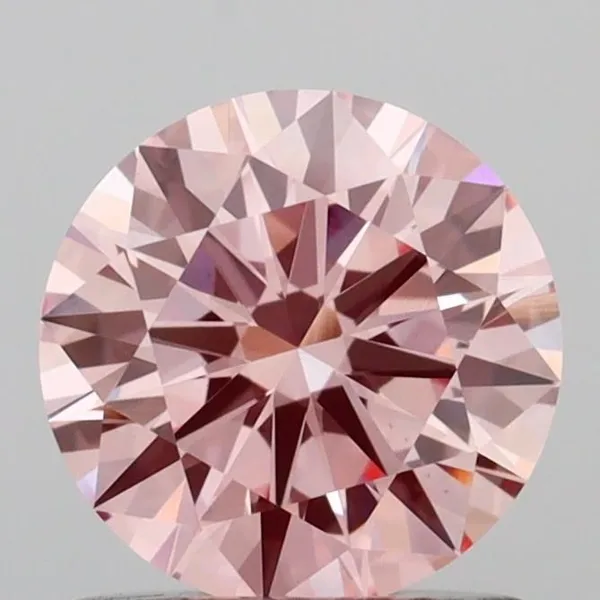 0.91ct ROUND Fancy Intense Pink VS1 Coloured Lab diamond