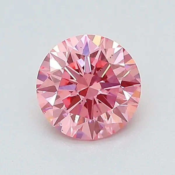 0.65ct ROUND Fancy Vivid Pink VS2 Coloured Lab diamond