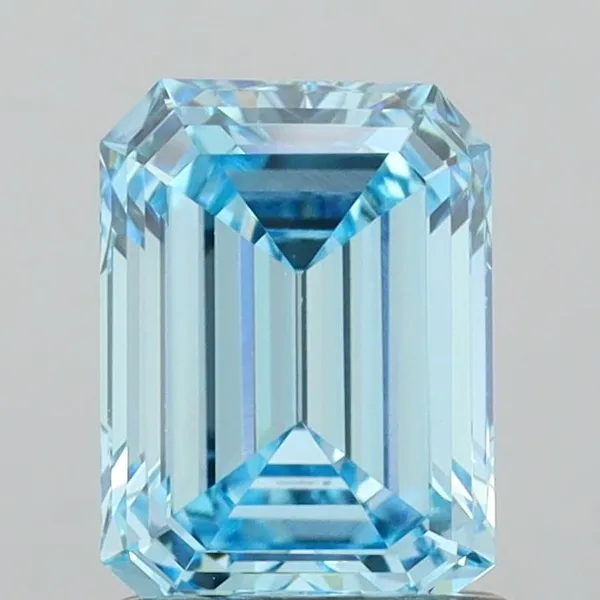 1.42ct EMERALD Fancy Vivid Blue VS1 Coloured Lab diamond