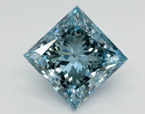 3.35ct PRINCESS Fancy Intense Green Blue SI2 Coloured Lab diamond