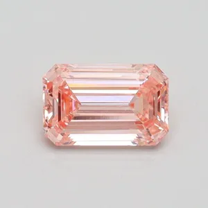 0.74ct EMERALD Fancy Intense Pink VS1 Coloured Lab diamond