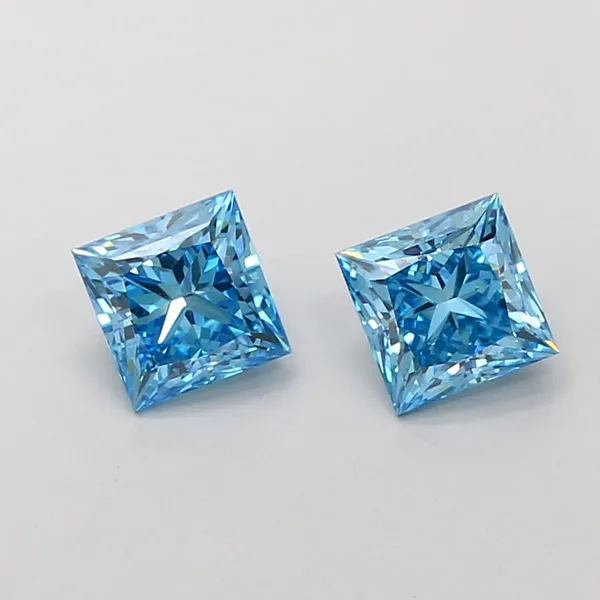 1.01ct PRINCESS Fancy Vivid Blue VS1 Coloured Lab diamond