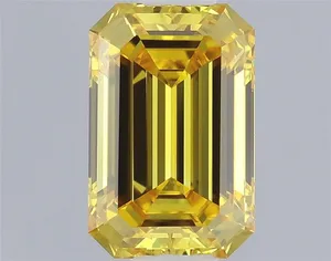 0.67ct EMERALD Fancy Vivid Yellow VVS1 Coloured Lab diamond