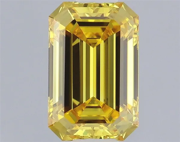 0.67ct EMERALD Fancy Vivid Yellow VVS1 Coloured Lab diamond