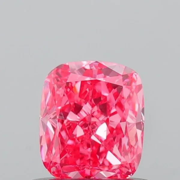 0.62ct CUSHION Fancy Vivid Pink VS1 Coloured Lab diamond