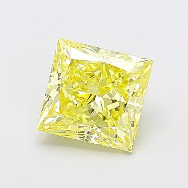 3.02ct PRINCESS Fancy Intense Yellow VS1 Coloured Lab diamond