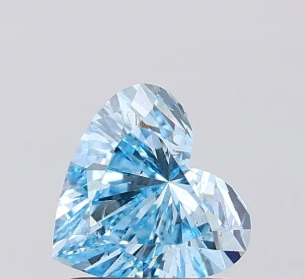 0.9ct HEART Fancy Vivid Blue SI1 Coloured Lab diamond
